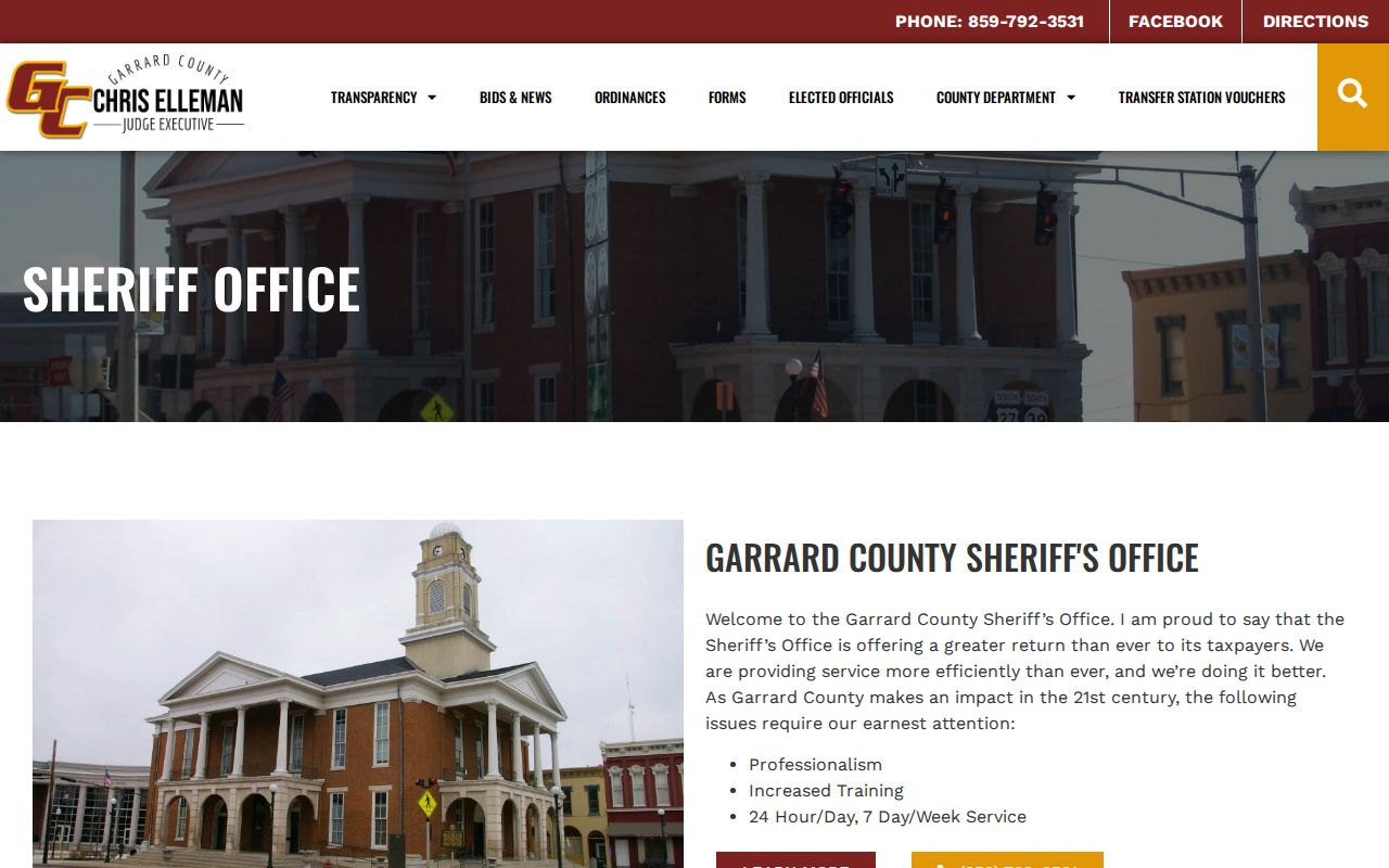 Official Garrard County Sheriff Office page without a verified daily booking feed