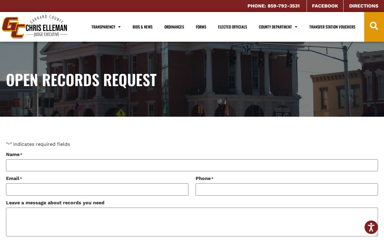Garrard County online open records request form