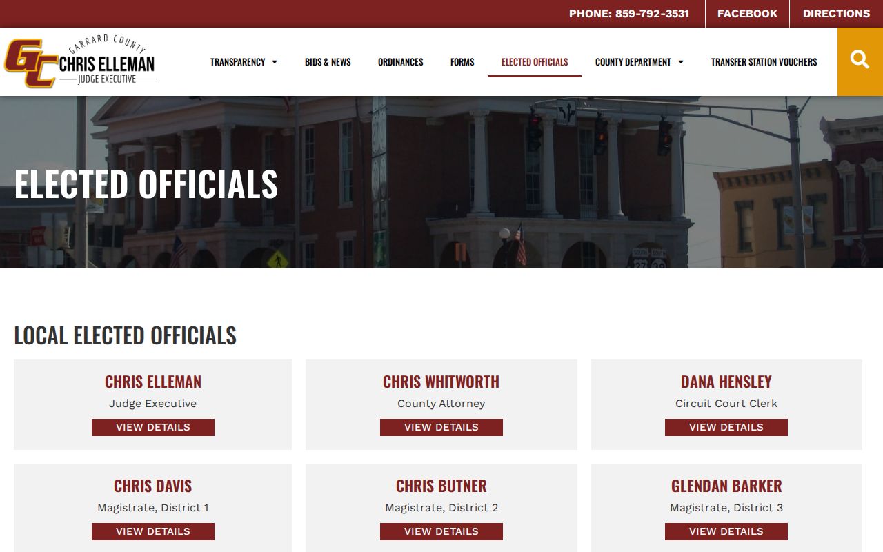 Garrard County elected officials page explaining contract jail housing